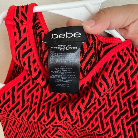 Bebe Geometric Red and Black Tank Top size S - Picture 2 of 5
